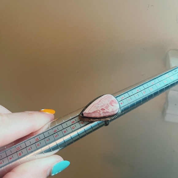 Pink Rhodonite (I believe) metal-sterling silver - Picture 3 of 5